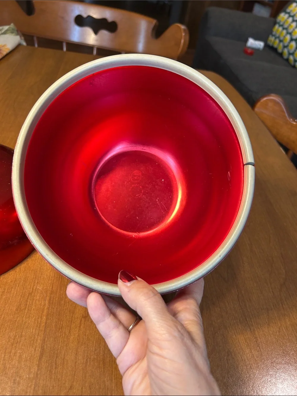 Vintage Aluminum Red Apple Shaped Ice Bucket